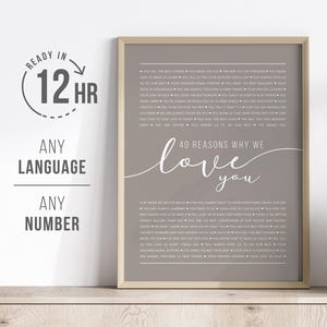 40 powodów, dla których Cię kochamy | Prezent na 40. urodziny | Prezent na zamówienie | Prezenty na 40. urodziny dla kobiet | Prezenty na 40. urodziny dla mężczyzn | Prezent do wydrukowania