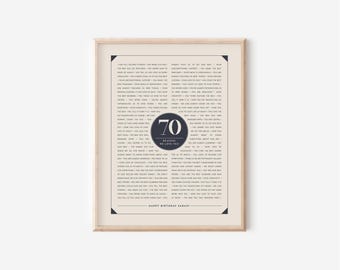 70th Birthday Gift for Men — 70 Reasons We Love You, Personalized Gift for Dad, 70th Birthday Print, Sentimental Gift for Husband, Present
