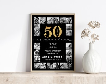Memories Collage Anniversary Gift for Parents Anniversary Gift for Wife Husband Personalized Gift 50th Anniversary Print Golden Wedding Gift