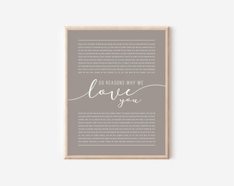 50 Things We Love About You 50th Birthday Husband's 50th Birthday 50th Birthday Gift for Woman Dad's 50th Birthday Custom Gift for Him