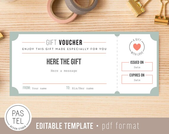 Gift Coupon Gift Voucher Printable Gift Printable Gift | Etsy