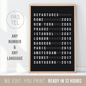 Custom Airport Board Digital | Personalized Departures Airport Sign | Travel Gift | Custom Travel Poster | Printable Flight Airport Board