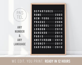 Custom Airport Board Digital | Personalisierte Abflughafen Schild | Reisegeschenk | Individuelles Reise Poster | Flug-Flughafen-Tafel zum Ausdrucken