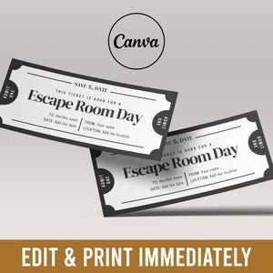 Escape Room Gift Coupon Instant Download Editable Text Printable ...