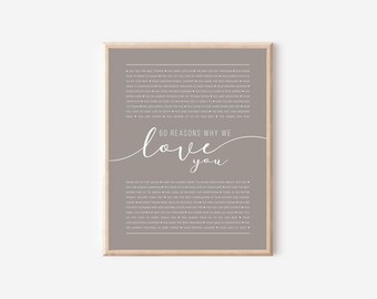 60 Reasons We Love You | 60th Birthday Gift | Custom Gift | 60th Birthday Gifts For Women | 60th Birthday Gifts For Men | Printable Gift