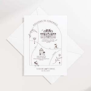 Carte de mariage illustrée personnalisée – Carte de mariage personnalisée pour mariage à destination | Carte numérique JPG, PDF ou PNG