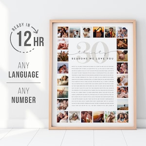 30 Reasons We Love You Custom Photo Collage | Why I Love You Picture Collage | Gift for Friend's 30th Birthday | 30 Year Anniversary Gift