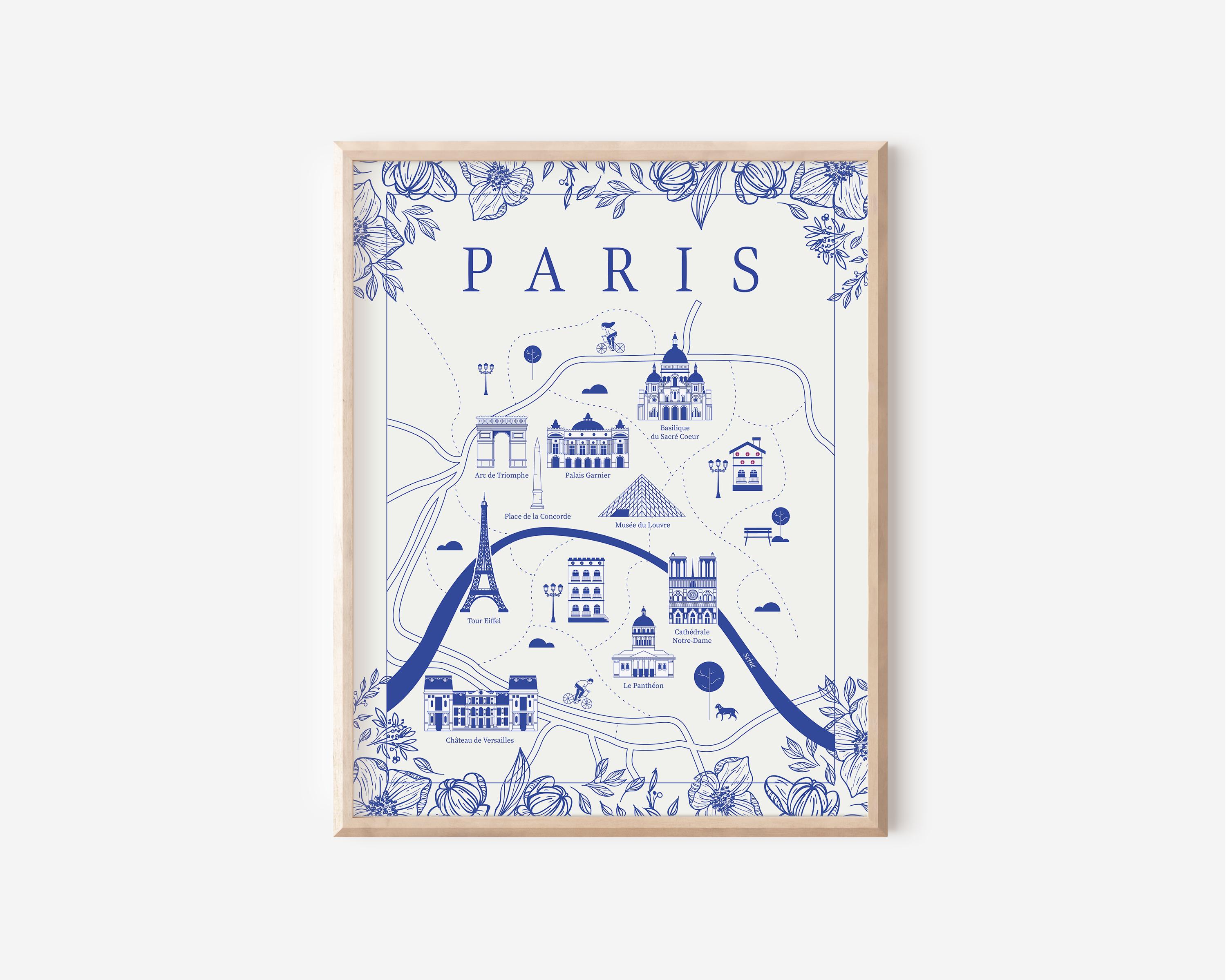 フランスの田園風景を描いたパリのイラストマップ – トワル・ド