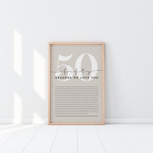 50 Reasons We Love You 50th Birthday Gift Custom Gift 50th Birthday Gifts For Women 50th Birthday Gifts For Men Printable Gift image 4