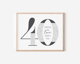 40 cosas que nos encantan de ti: regalo de 40 cumpleaños, regalo personalizado, regalos de 40 cumpleaños para mujeres, regalos de 40 cumpleaños para hombres, regalo especial