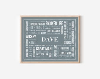 Personalized Name Word Cloud Art Print: Custom Typography Gift