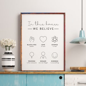 In this House We Believe Print Black Lives Matter Print In This House Print Love Is Love Printable In This House Sign Home Decor