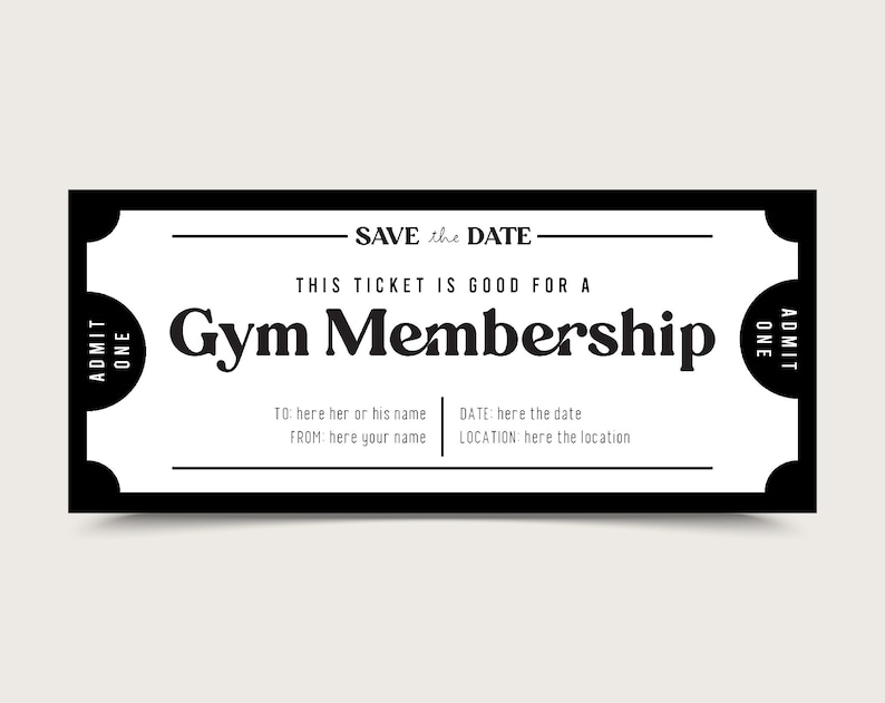 Gym Membership Gift Coupon INSTANT DOWNLOAD Editable Text Etsy