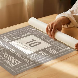 Regalo per il decimo anniversario di lavoro: scritta personalizzata per dipendente, decorazioni per ufficio personalizzate, riconoscimento per i 10 anni di servizio, premio per traguardo professionale