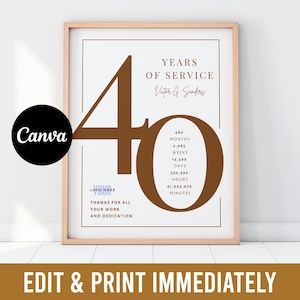 40 Work Anniversary Gift for Employee Appreciation Gift for Boss 40 Anniversary Work Retirement Gift 40 Years of Service Workiversary