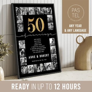 Memories Collage Anniversary Gift for Parents Anniversary Gift for Wife Husband Personalized Gift 50th Anniversary Print Golden Wedding Gift