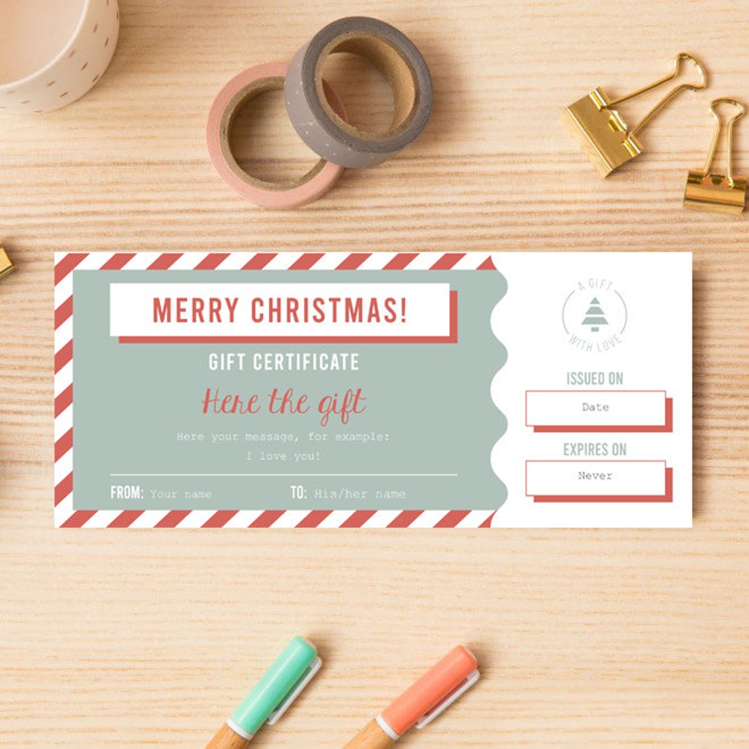 Christmas Gift Coupon Gift Voucher Christmas Certificate Template Gift