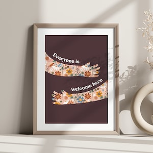 Boho Dekoration Safe Space Zeichen Vielfalt Druck Kindness Wandkunst Boho Illustration Safe Space Boho Druck Jeder ist willkommen hier