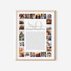 80 Reasons We Love You Custom Photo Collage | Why I Love You Picture Collage | Gift for Friend's 80th Birthday