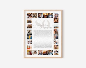 80 Reasons We Love You Custom Photo Collage | Why I Love You Picture Collage | Gift for Friend's 80th Birthday