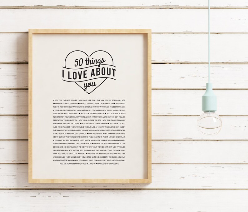 50 Things I Love About You 50th Birthday Gift Custom Gift | Etsy UK