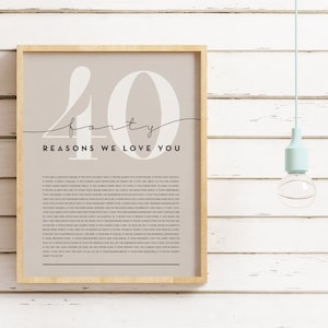 40 Reasons We Love You 40th Birthday Gift Custom Gift 40th Birthday Gifts For Women 40th Birthday Gifts For Men Printable Gift image 6