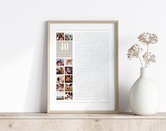Collage de fotos "40 razones por las que te amamos": Regalo editable (plantilla de Canva)