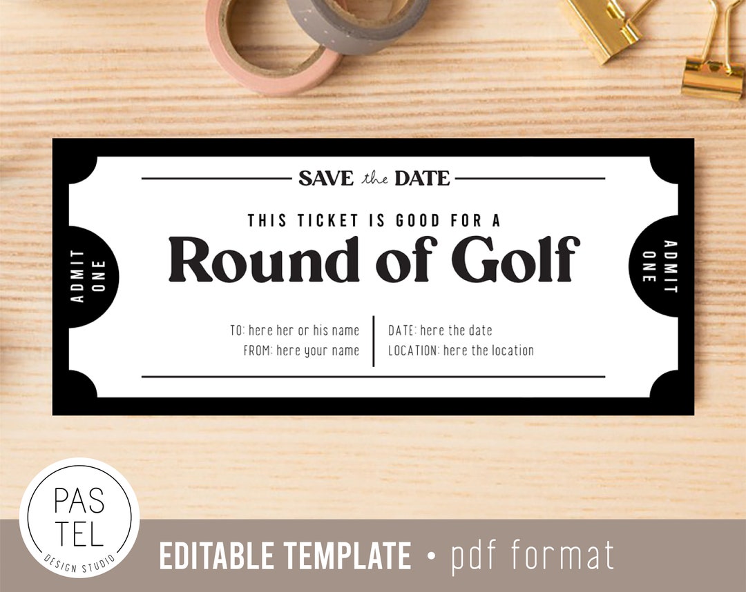 Golf Gift Coupon INSTANT DOWNLOAD Editable Text Printable Etsy