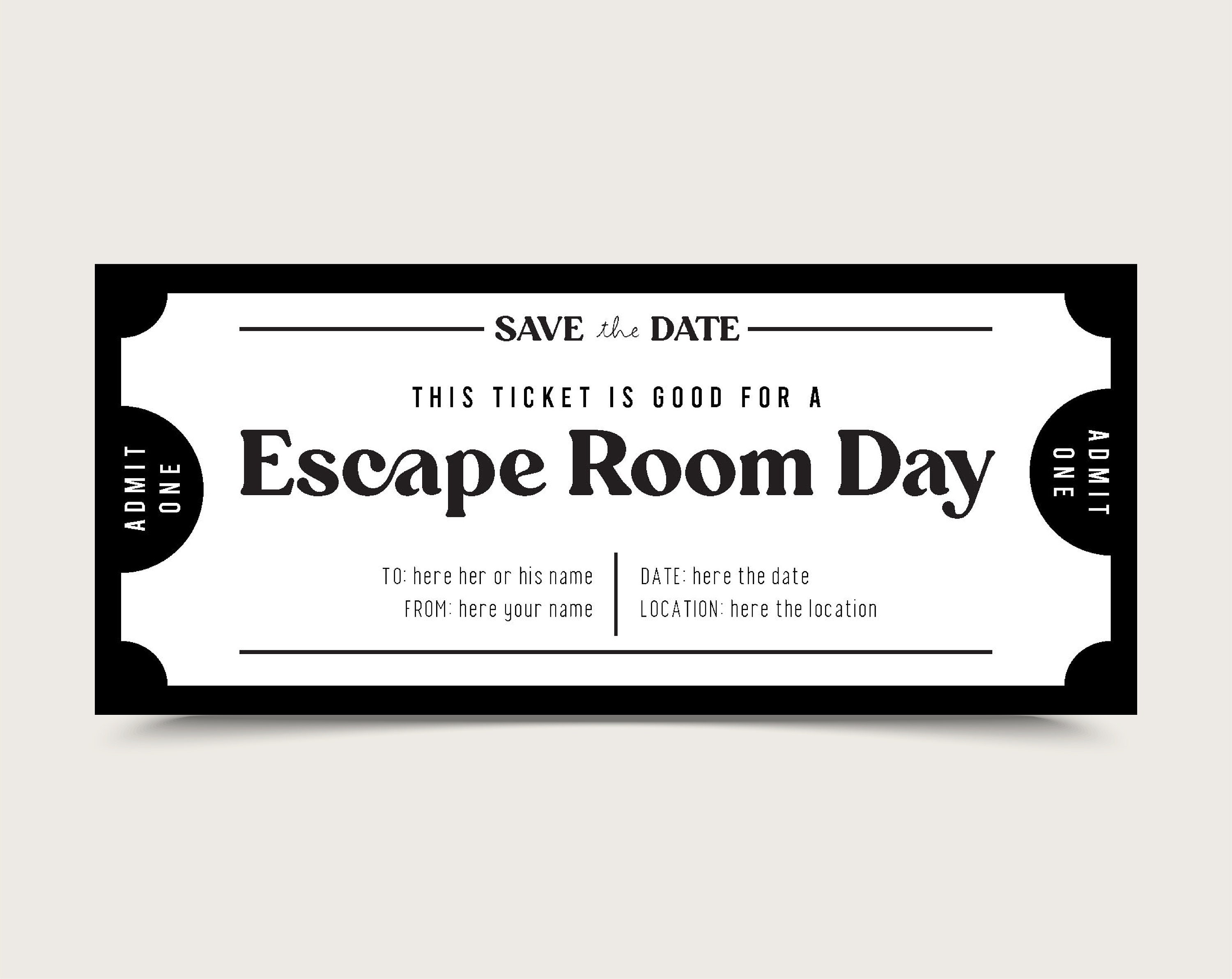 Escape Room Gift Coupon INSTANT DOWNLOAD Editable Text Etsy