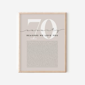 Digital Download 70 Reasons Why Custom Love List Anniversary Gift Birthday Gift Mothers Day Gift Fathers Day Gift Last Minute Gift Instant Download Printable Gift