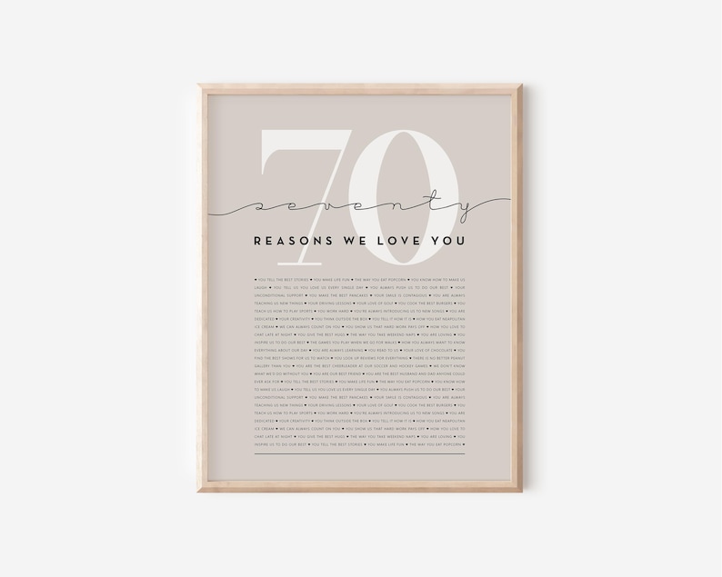 Digital Download 70 Reasons Why Custom Love List Anniversary Gift Birthday Gift Mothers Day Gift Fathers Day Gift Last Minute Gift Instant Download Printable Gift