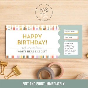 Gift Coupon | Birthday Gift Voucher | Gift Certificate Template | Voucher Template | Printable Gift Coupon | Custom Birthday Voucher