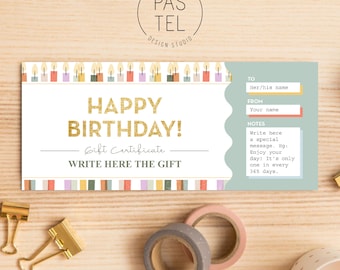 Gift Coupon | Birthday Gift Voucher | Gift Certificate Template | Voucher Template | Printable Gift Coupon | Custom Birthday Voucher