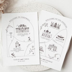 Personalisierte Hochzeit Karte Ort Hochzeit Illustration individuelle Karte handgezeichnete Karte für die Hochzeitsort illustrierte Karte für Paar