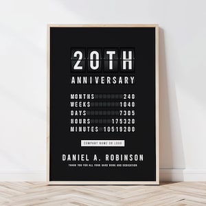 20th Work Anniversary Print: Custom Employee Appreciation Gift
