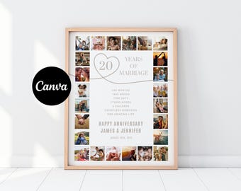 Wedding Anniversary Gift for Wife & Husband Personalized Memories Template Unique 20th Anniversary Gift for Couple Anniversary Photo Collage