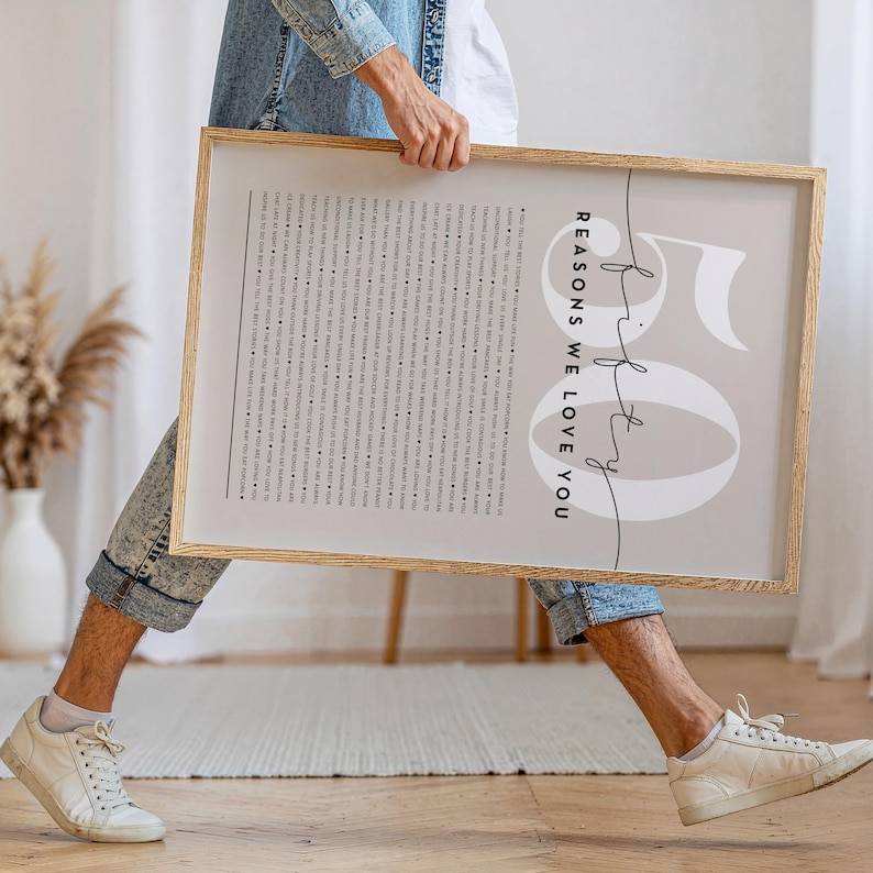 60th Birthday Gift 60 Reasons We Love You Print Sentimental Wall Art Anniversary Present Home Decor Family Keepsake Personalized Gift image 12