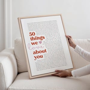 50 Reasons Why We Love You Poster | Personalized 50th Birthday Gift for Women Men | 50 Anniversary | 50 Things We Love About You Print image 6