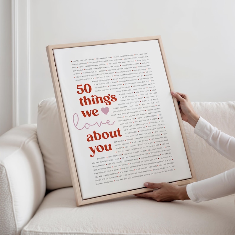 50 Reasons Why We Love You Poster | Personalized 50th Birthday Gift for Women Men | 50 Anniversary | 50 Things We Love About You Print image 6