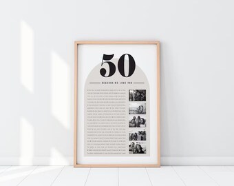 Reasons Why We Love You Photo Collage — 50th Birthday Gift, Framed Print