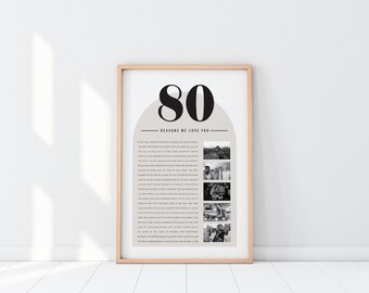 80 Reasons We Love You Photo Collage: Personalized Birthday Gift (Digital File/Print/Canvas)