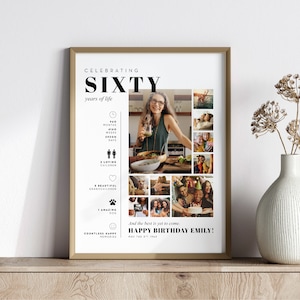 60th Birthday Gift For Woman 60th Birthday Photo Collage For Man Custom Gift Special Birthday Poster Surprise Birthday Memorable Gift