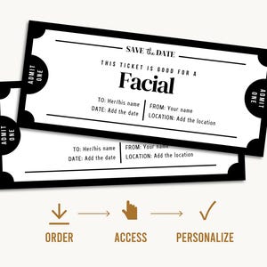 Facial Gift Coupon INSTANT DOWNLOAD, Editable Text Printable Voucher ...