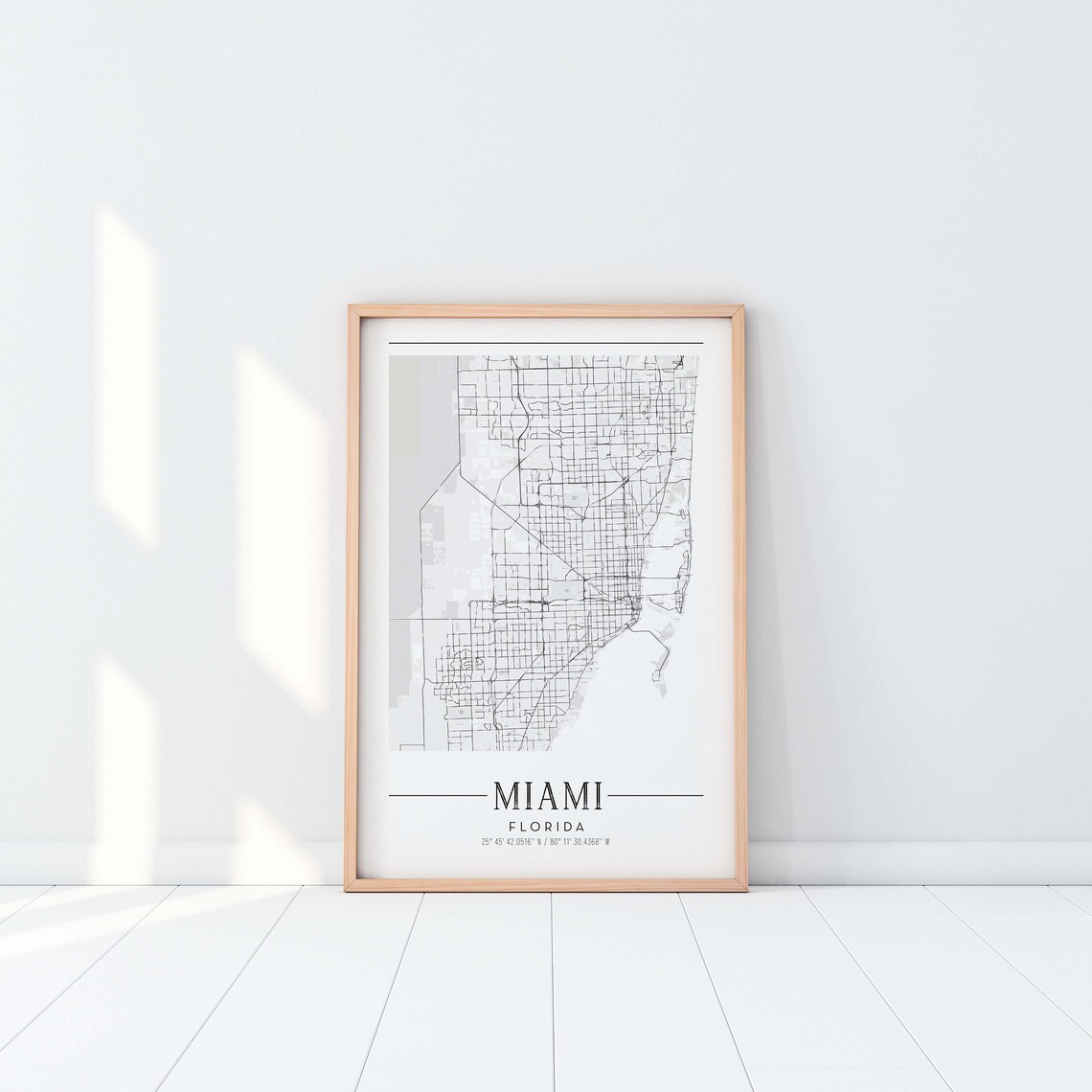 Miami City Map Miami Printable Map Miami Gift Miami Map | Etsy