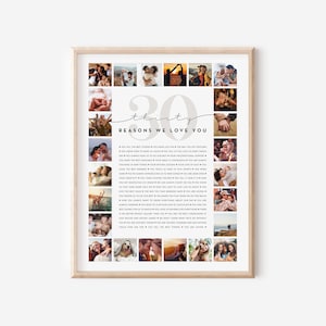 Collage de fotos personalizado con 30 razones por las que te amamos / Collage de fotos con "Por qué te amo" / Regalo para el 30.º cumpleaños de un amigo / Regalo de 30.º aniversario