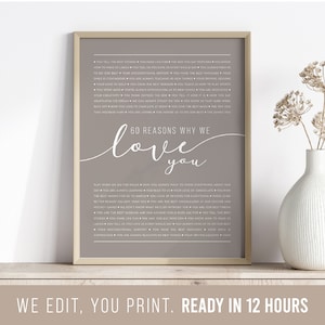 60 Reasons We Love You | 60th Birthday Gift | Custom Gift | 60th Birthday Gifts For Women | 60th Birthday Gifts For Men | Printable Gift