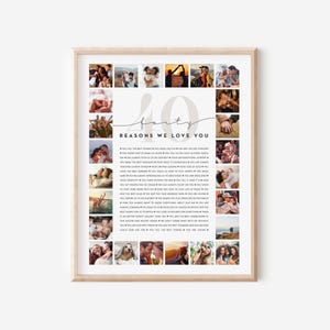 40 redenen waarom we van je houden aangepaste fotocollage | Waarom ik van je hou Fotocollage | Cadeau voor de 40e verjaardag van een vriend | Cadeau 40 jaar jubileum