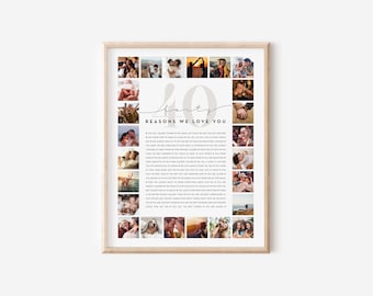 40 Reasons We Love You Custom Photo Collage | Why I Love You Picture Collage | Gift for Friend's 40th Birthday | 40 Year Anniversary Gift