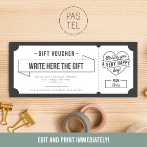 Gift Coupon | Birthday Gift Voucher | Gift Certificate Template | Gift Coupon Template | Printable Gift Coupon | Custom Birthday Voucher