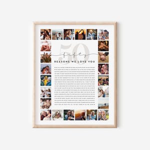 Collage de fotos personalizado "50 razones por las que te amamos" / Collage de fotos "Por qué te amo" / Regalo para el 50.º cumpleaños de un amigo / Regalo de 50.º aniversario